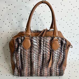 🤎ABRO🤎beautiful leather bag purse tassel front and back texture brown like new